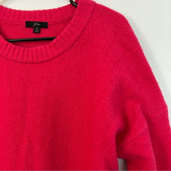 J. Crew Bright Pink Wool/Alpaca Blend Pullover Crewneck Sweater Size Small - Picture 4 of 9